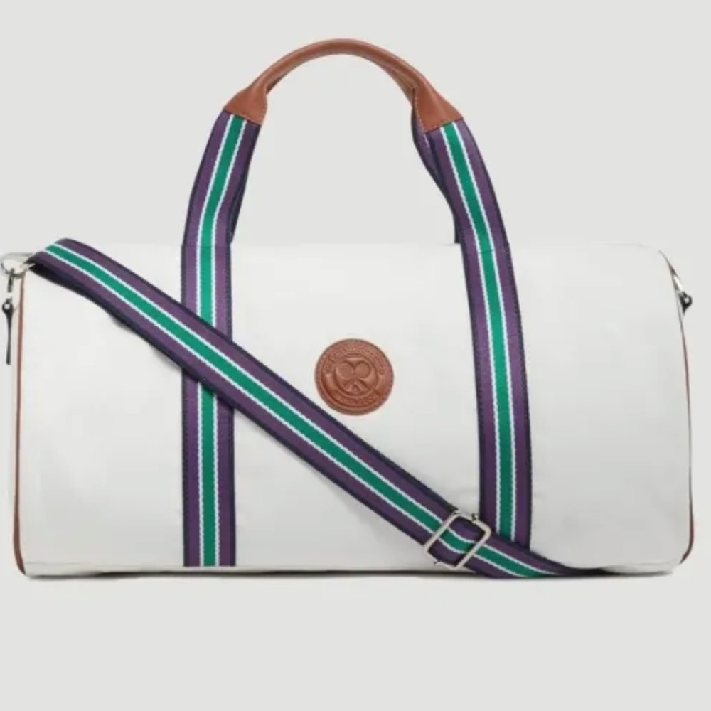 SAVE $100 - NWT WIMBLEDON ICONIC CLUBHOUSE BARREL BAG - WHITE